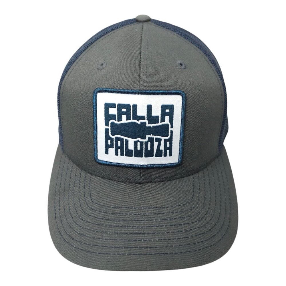 Fallapalooza Patch Mesh Snapback Cap Trucker Baseball Hat Richardson Gray Blue